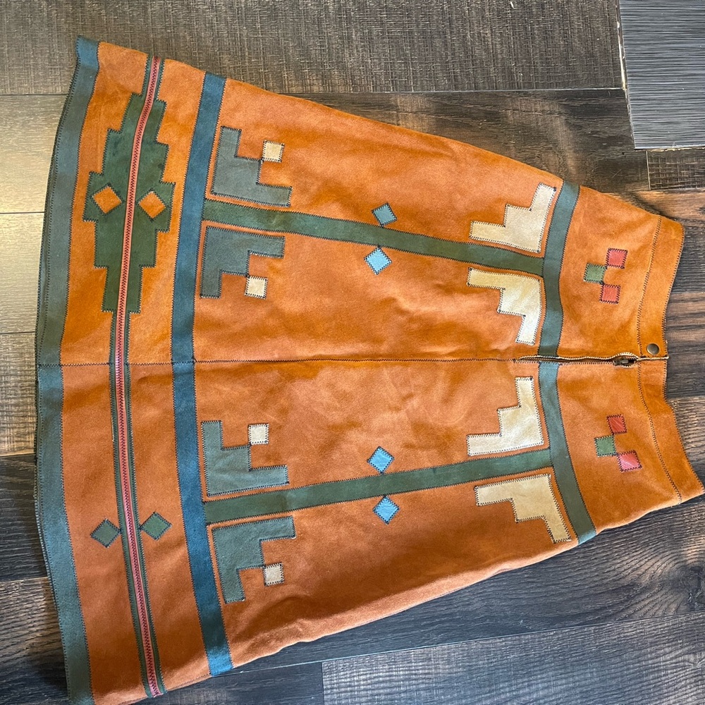 Free People Modern Folk Bohemian Suede Midi Skirt in Rust Color - Picture 4 of 7